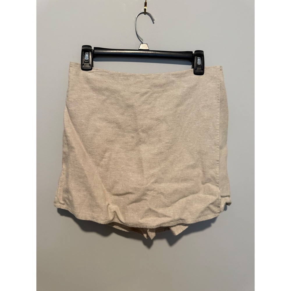Old Navy Womens Oatmeal Beige Linen Blend Wrap Front Skort Size Medium